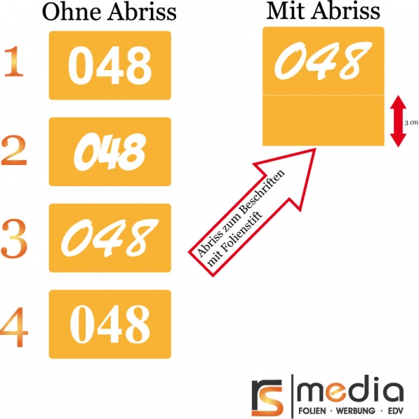 Startnummern - runde Ecken